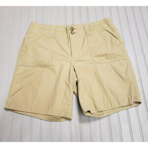 Eddie Bauer 2 Button Khaki Shorts 8.5" inseam Pockets Belt Loops Size 12, Cotton